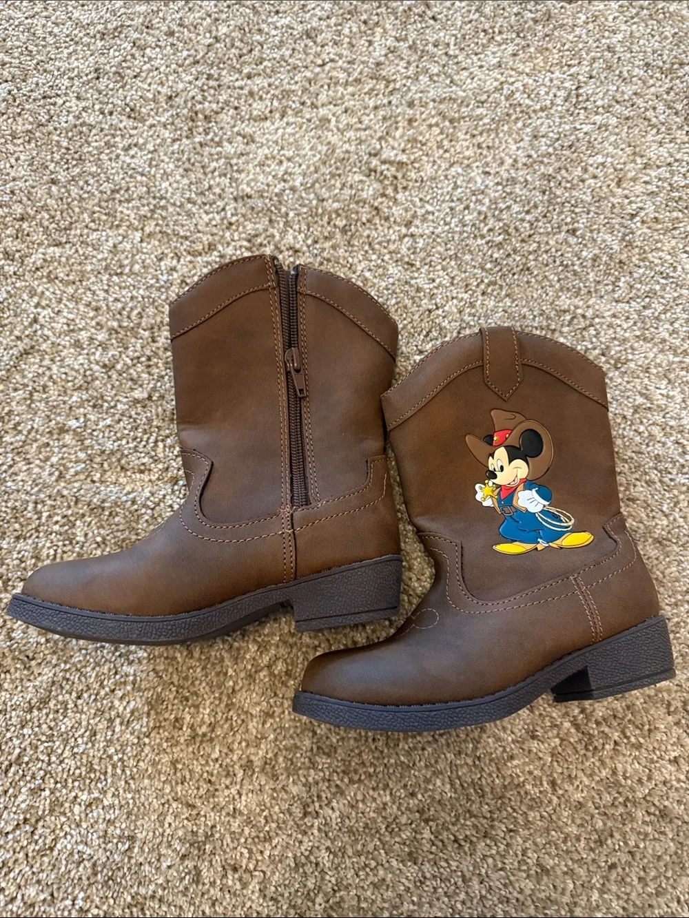 Disney Brown Cowboy Mickey Mouse Kids Boots